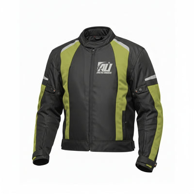 Olive Green Motorcycle Jacket for Men Adventure/Touring Textile CE Approved Armoured