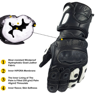 Waterproof Motorcycle Motobike Scooter Leather Sports Long Gloves Windproof
