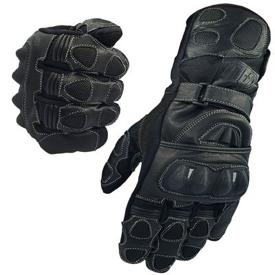 Black Polar Force Leather Waterproof Thermal Winter Motorcycle Motorbike Gloves