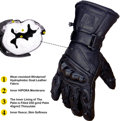 Leather Motorbike Motorcycle Gloves Biker Waterproof Windproof Summer Winter