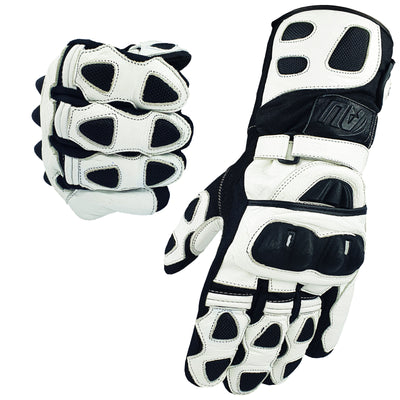 White Polar Force Leather Waterproof Thermal Winter Motorcycle Motorbike Gloves