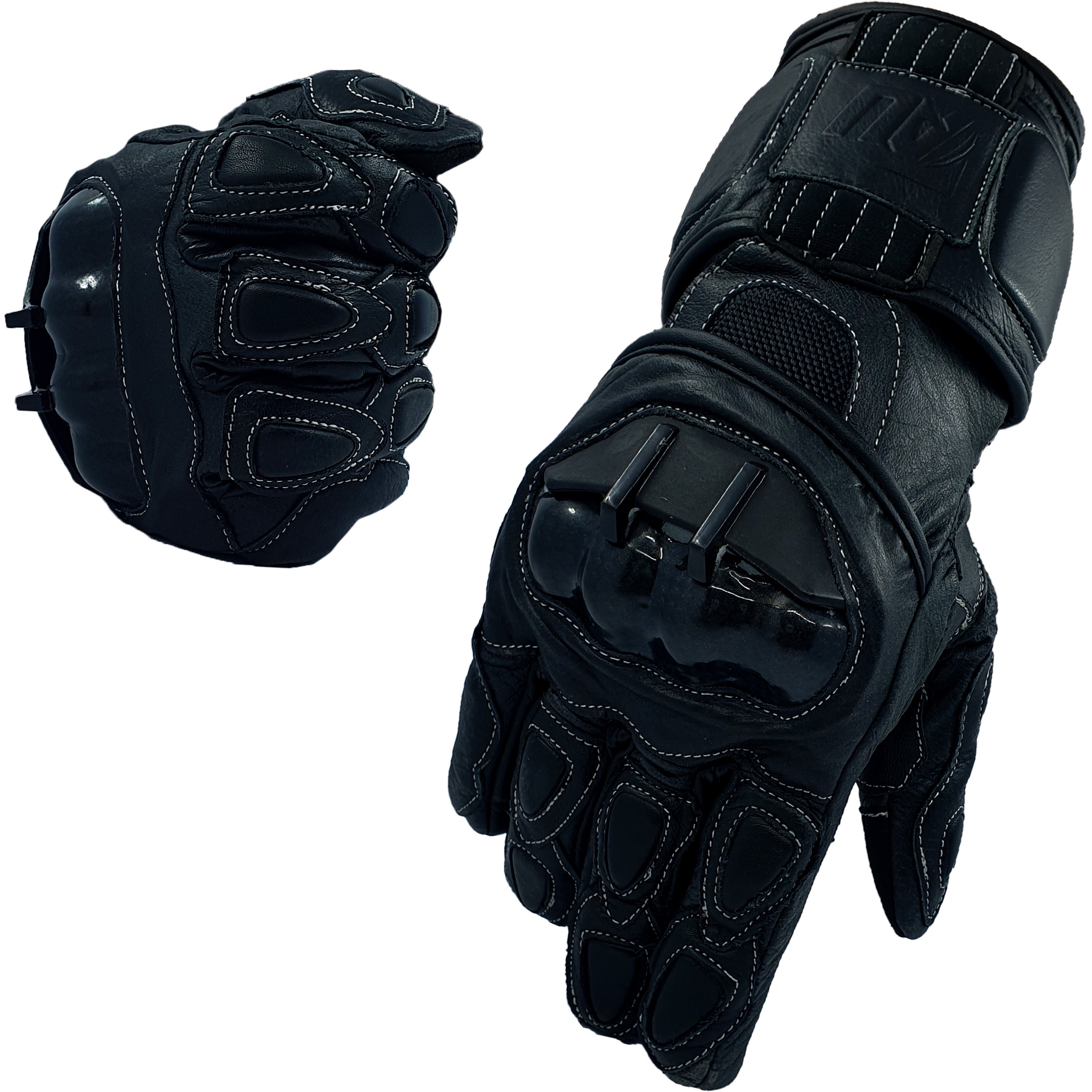 Black Motorcycle Leather 100% Genuine Cowhide Bikers Gloves Motorbike Protection