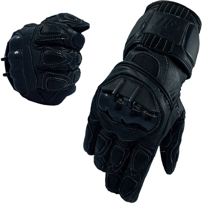 Black Motorcycle Leather 100% Genuine Cowhide Bikers Gloves Motorbike Protection