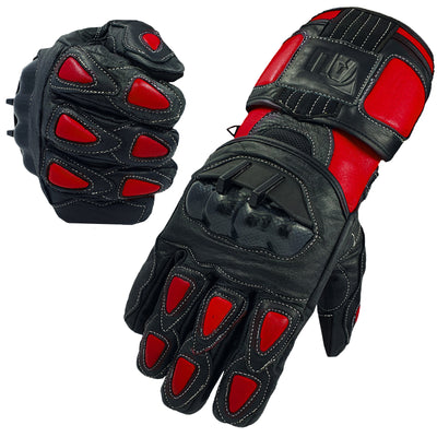 Red Motorcycle Leather 100% Genuine Cowhide Bikers Gloves Motorbike Protection