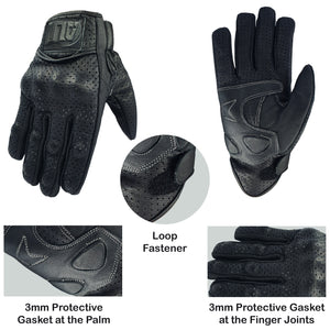 Vented Leather Motorbike Motorcycle Gloves Knuckle Shell Protection