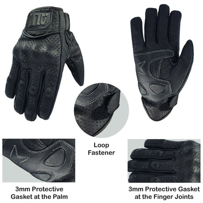 Vented Leather Motorbike Motorcycle Gloves Knuckle Shell Protection