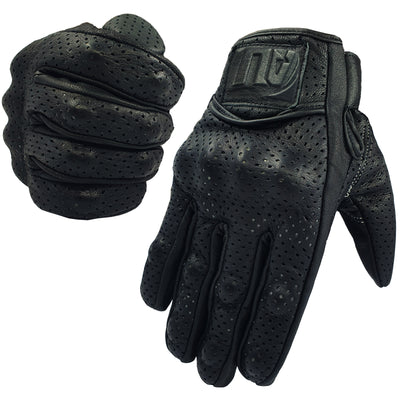 Vented Leather Motorbike Motorcycle Gloves Knuckle Shell Protection