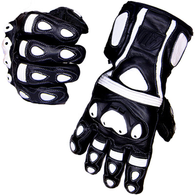 White Motorcycle Leather Gloves Motorbike Racing Thermal Protection Hard Knuckle Motor