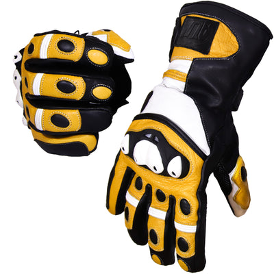 Yellow Motorcycle Leather Gloves Motorbike Racing Thermal Protection Hard Knuckle Motor