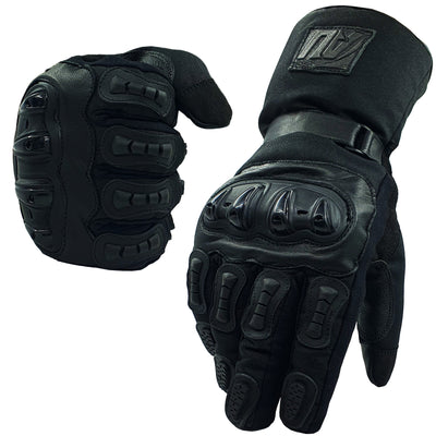 Black Motorcycle Leather Gloves Motorbike Protection Hard Knuckle Motorbike Textile