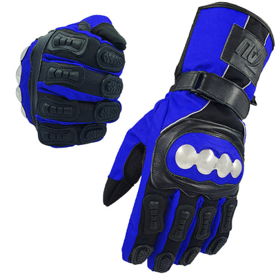 Blue Motorcycle Motorbike Gloves Waterproof Steel Knuckle Force Cordura Gloves
