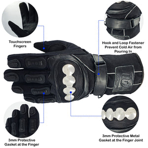 Black Motorcycle Motorbike Gloves Waterproof Steel Knuckle Force Cordura Gloves