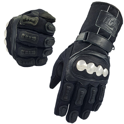 Black Motorcycle Motorbike Gloves Waterproof Steel Knuckle Force Cordura Gloves