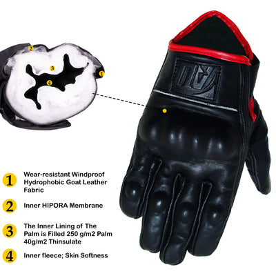 Vented Leather Motorbike Motorcycle Gloves Knuckle Shell Protection Summer