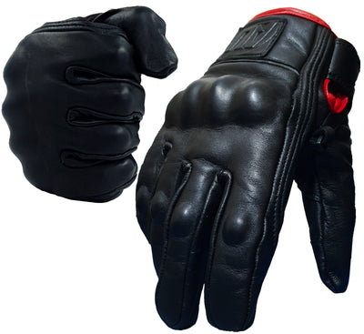 Vented Leather Motorbike Motorcycle Gloves Knuckle Shell Protection Summer