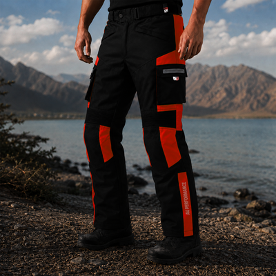Red Motorbike Motorcycle Waterproof Cordura Textile Trousers Pants Armours Reflector