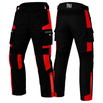 Red Motorbike Motorcycle Waterproof Cordura Textile Trousers Pants Armours Reflector