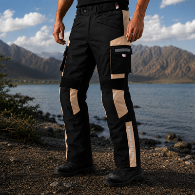 Tan Motorbike Motorcycle Waterproof Cordura Textile Trousers Pants Armours Reflector