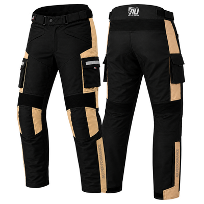 Tan Motorbike Motorcycle Waterproof Cordura Textile Trousers Pants Armours Reflector