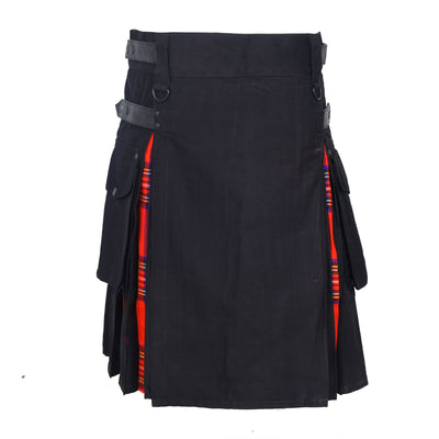 Royal Stewart Men's Hybrid Utility Kilt - Durable Cotton Jeans Fabric Kilt for Men with Cargo Style Pockets Traditional Modern Kilt