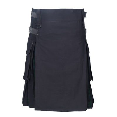 Black Watch Men's Hybrid Utility Kilt - Durable Cotton Jeans Fabric Kilt for Men with Cargo Style Pockets Traditional Modern Kilt
