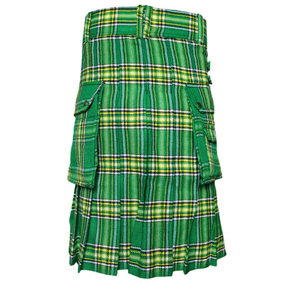 Irish National Tartan Utility Kilts for Men 8 Yard 13oz Kilt Traditional Highland Tartan Scottish Men’s Kilt