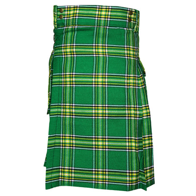 Irish National Tartan Utility Kilts for Men 8 Yard 13oz Kilt Traditional Highland Tartan Scottish Men’s Kilt