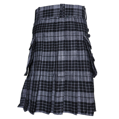 Highland Grey Tartan Utility Kilts for Men 8 Yard 13oz Kilt Traditional Highland Tartan Scottish Men’s Kilt