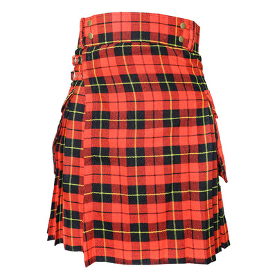 Wallace Tartan Utility Kilts for Men 8 Yard 13oz Kilt Traditional Highland Tartan Scottish Men’s Kilt