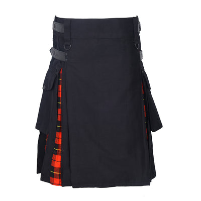 Scottish Rose Men's Hybrid Utility Kilt - Durable Cotton Jeans Fabric Kilt for Men with Cargo Style Pockets Traditional Modern Kilt