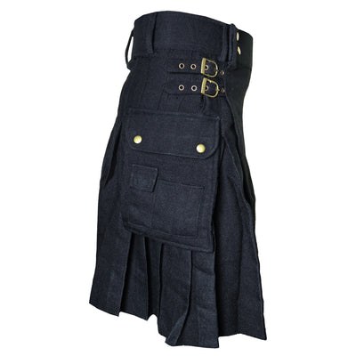 Black Tartan Utility Kilts for Men 8 Yard 13oz Kilt Traditional Highland Tartan Scottish Men’s Kilt