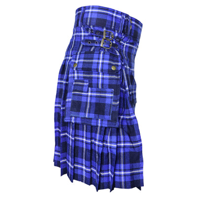 Blue Tartan Utility Kilts for Men 8 Yard 13oz Kilt Traditional Highland Tartan Scottish Men’s Kilt