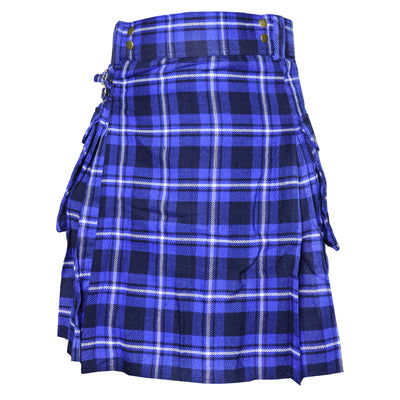 Blue Tartan Utility Kilts for Men 8 Yard 13oz Kilt Traditional Highland Tartan Scottish Men’s Kilt