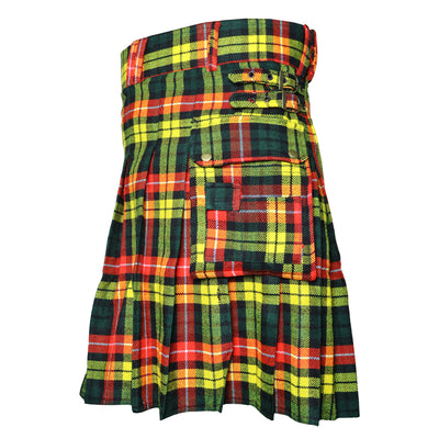 Buchanan Tartan Utility Kilts for Men 8 Yard 13oz Kilt Traditional Highland Tartan Scottish Men’s Kilt