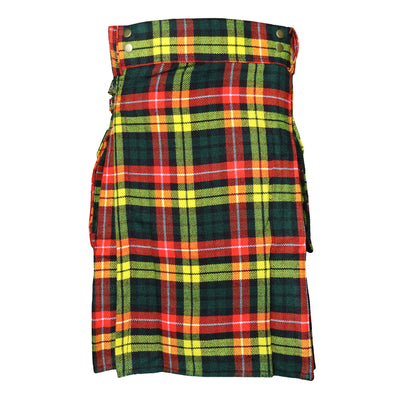 Buchanan Tartan Utility Kilts for Men 8 Yard 13oz Kilt Traditional Highland Tartan Scottish Men’s Kilt