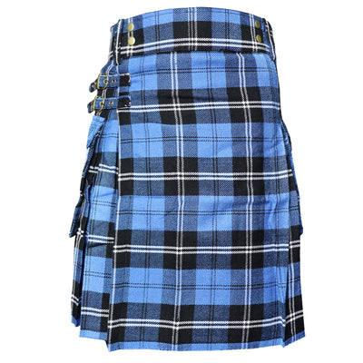 Ramsay Blue Tartan Utility Kilts for Men 8 Yard 13oz Kilt Traditional Highland Tartan Scottish Men’s Kilt